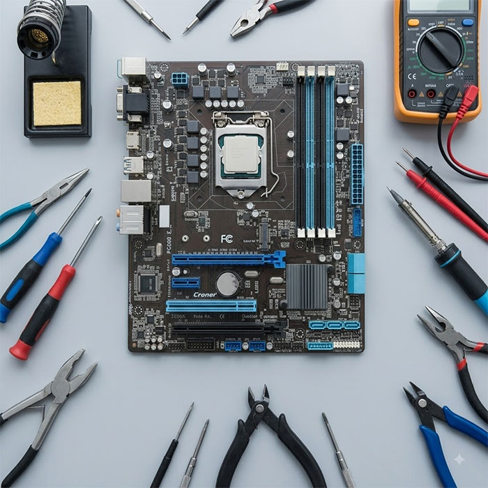 RAM and SSD upgrade parts on a workbench