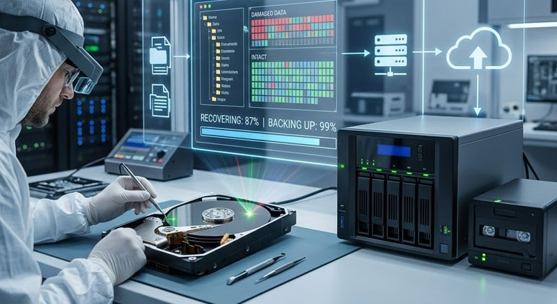 Hard drive data recovery in progress