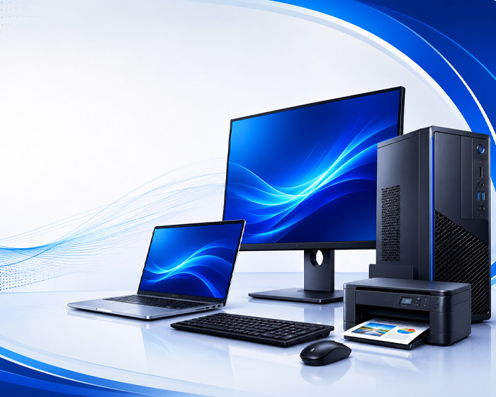Technician servicing a desktop computer at Gen Computers workshop